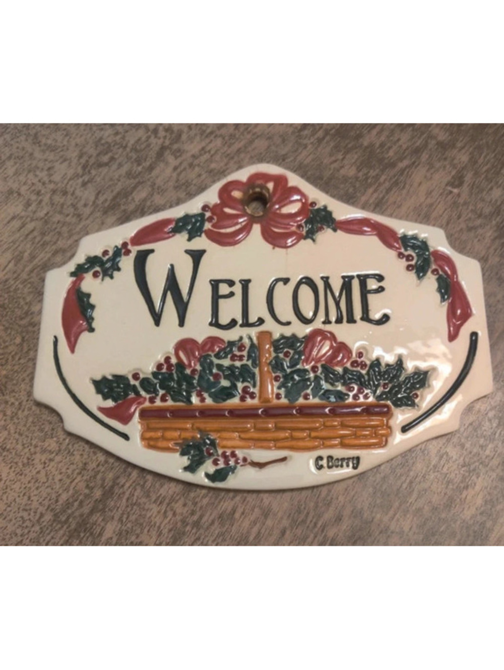 Carol Berry Longaberger vintage Welcome ceramic sign